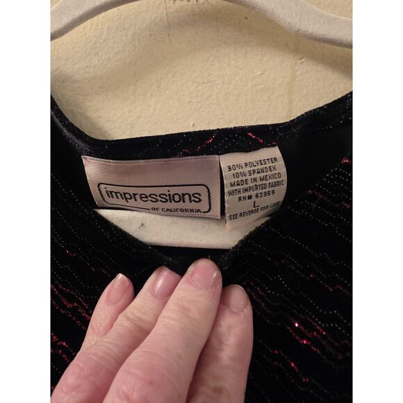 Vtg Y2K Special Occasions Black & Red Metallic Top Impressions New Years Eve L - Picture 3 of 5